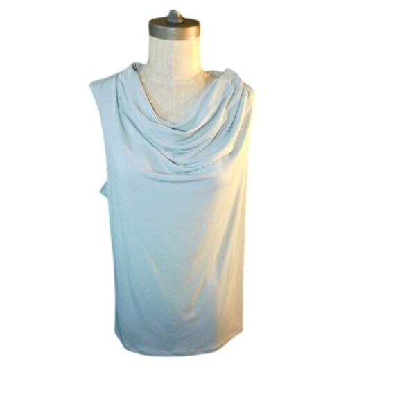 Chico's Size L Large (2) Gray Draping neckline sleeveless blouse top - Picture 1 of 2